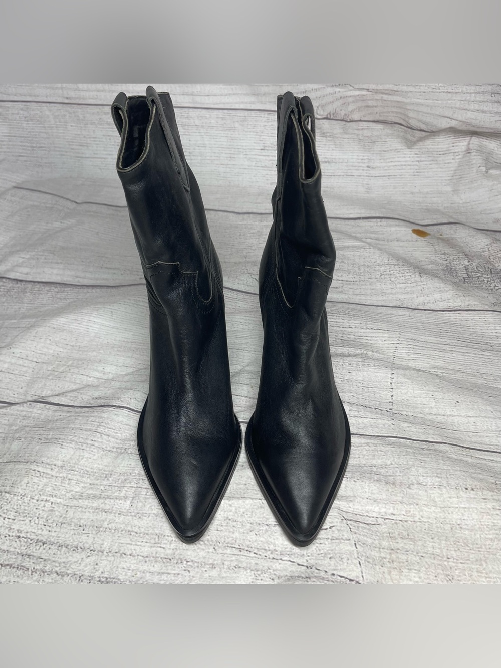 Tony Bianco Women’s 5 Black Luxe Scout Leather Pointed Toe Boots